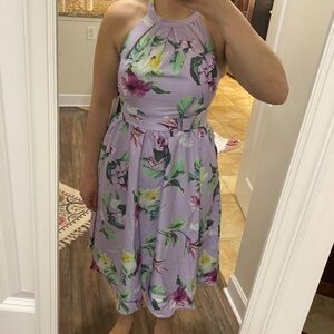 Unique Vintage Purple Floral Dress Size L